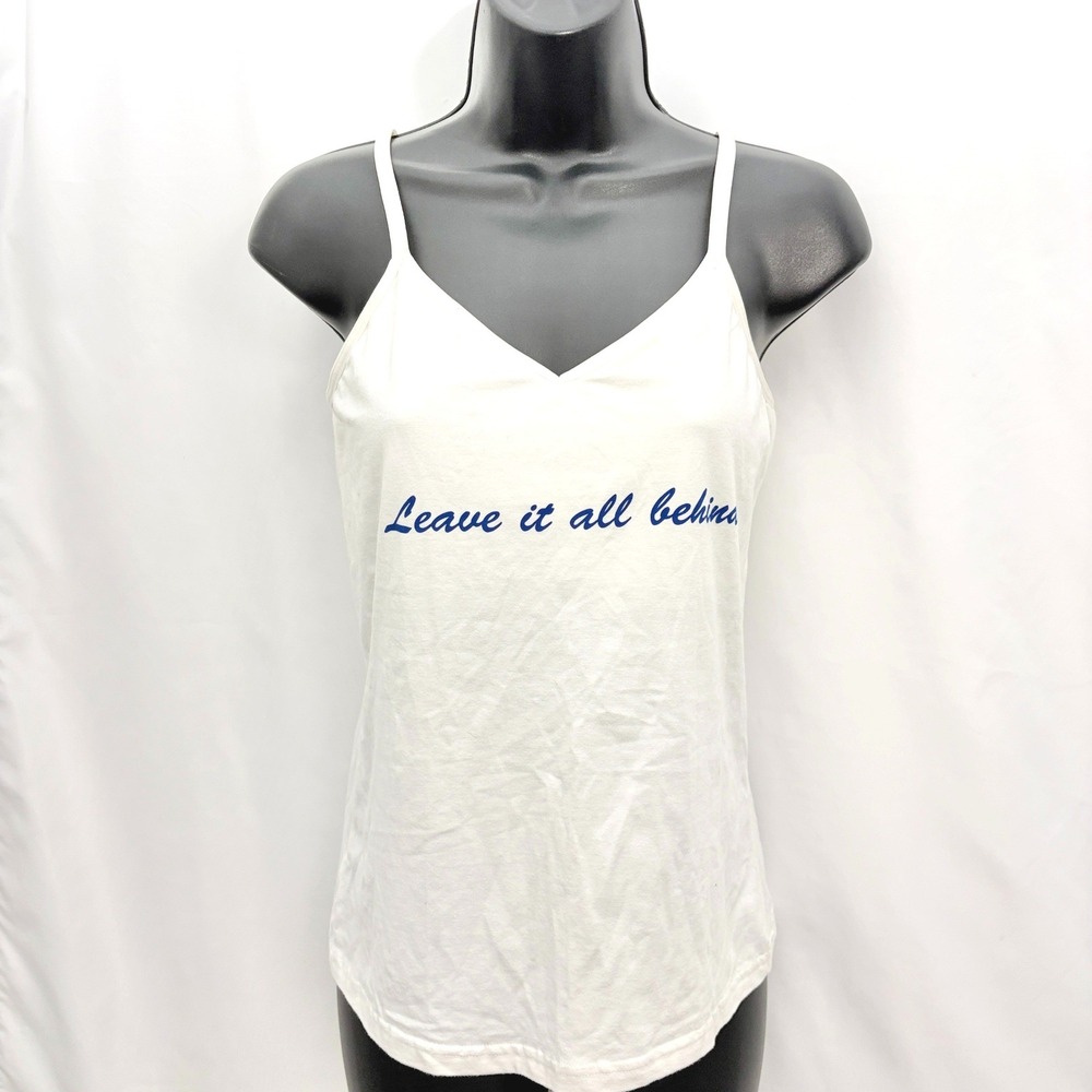 Vintage Style Cami Leave It All Behind Graphic Tank Top Small White